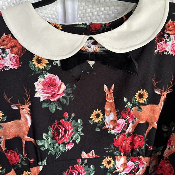 VTG Hell Bunny Vixen Dress Woodland Collar 50s Retro 3x Rockabilly, Plus 46”x36” - Picture 4 of 13